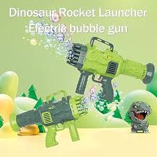 Dinosaur Rocket Launcher Bubble Gun – 25-Hole Automatic Bubble Blaster for Kids