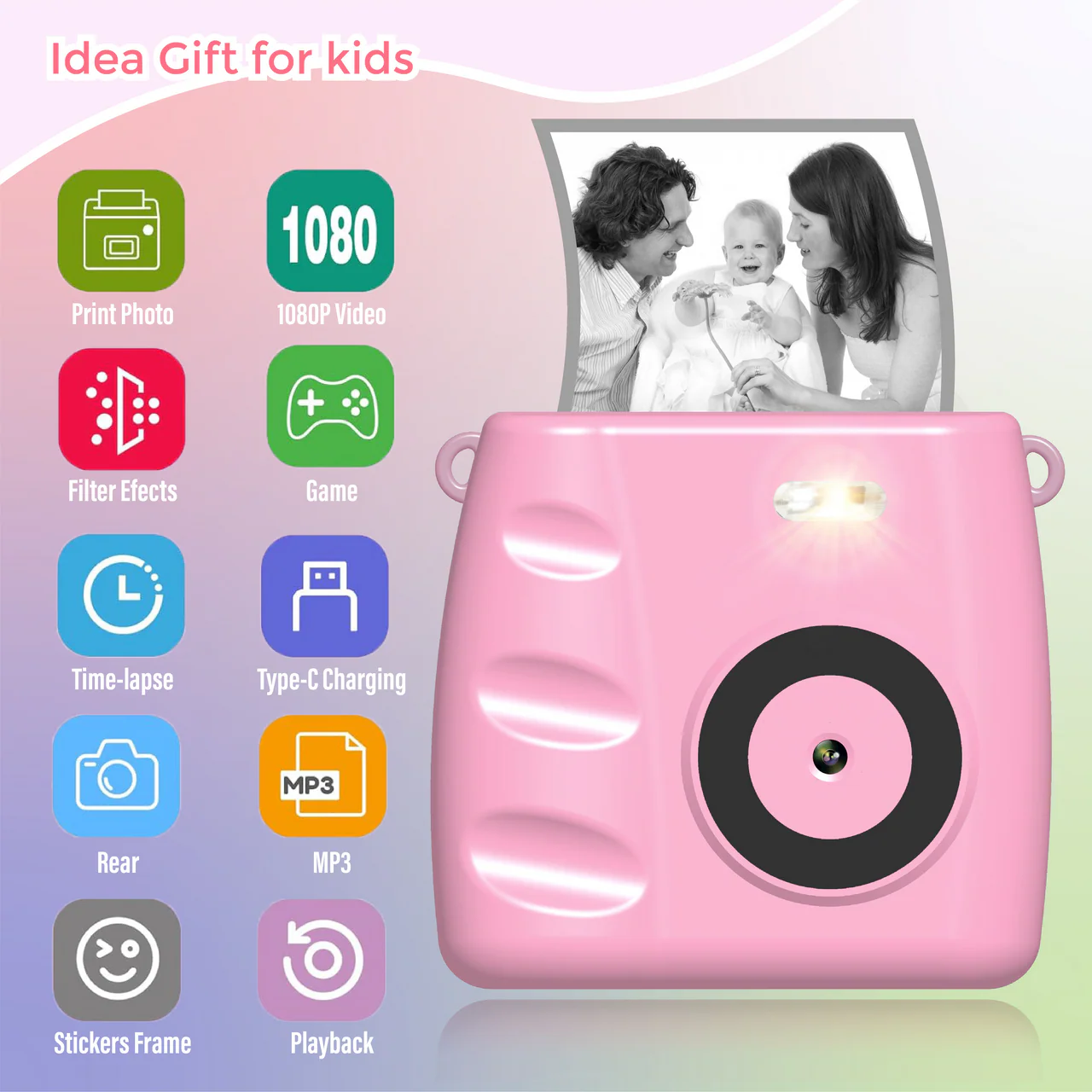2.4 Inch Instant Print Kids Dual Camera – Dual Lens, Photography & Videography