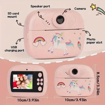 Multifunction Unicorn Instant Print Kids Camera – Dual Lens, Video & Photography