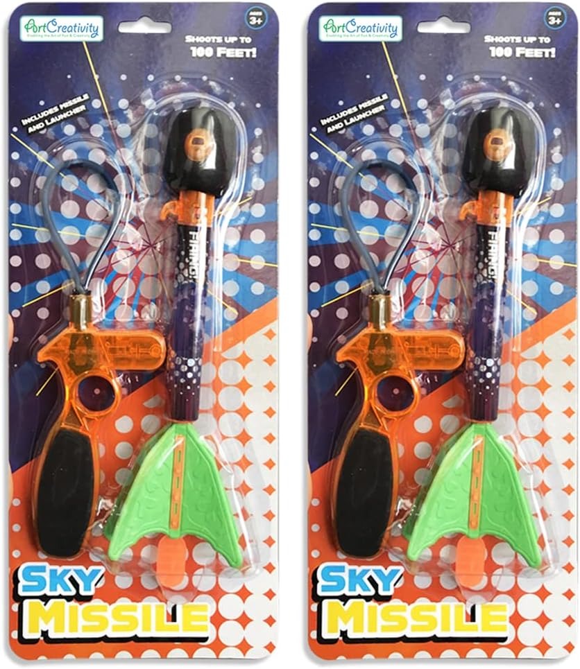 Flying Sky Missiles with Light & Whistling Sound – Slingshot Rocket Launcher Toy