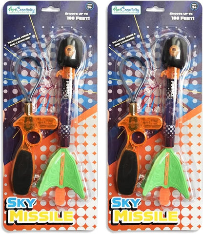 Flying Sky Missiles with Light & Whistling Sound – Slingshot Rocket Launcher Toy