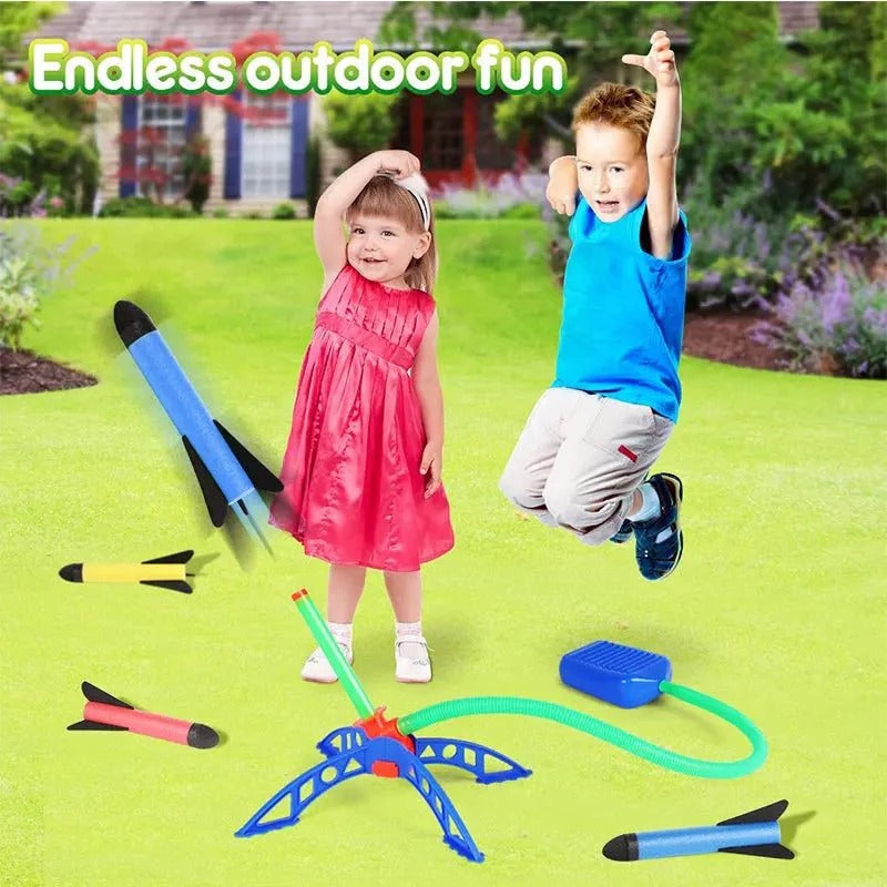 Stomp Rocket Launcher Toy – Air-Powered Foam Rocket Set for Kids Outdoor Fun