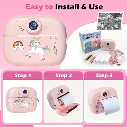 Multifunction Unicorn Instant Print Kids Camera – Dual Lens, Video & Photography