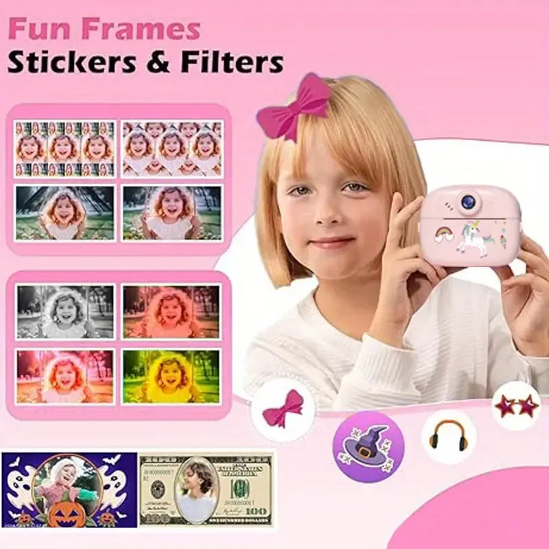 Multifunction Unicorn Instant Print Kids Camera – Dual Lens, Video & Photography