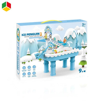 2-in-1 Ice Penguin Fishing Game & Track Set – Magnetic Fishing & Sliding Toy