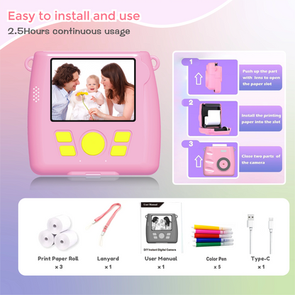 2.4 Inch Instant Print Kids Dual Camera – Dual Lens, Photography & Videography