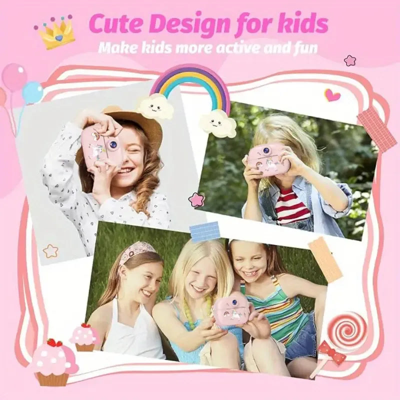 Multifunction Unicorn Instant Print Kids Camera – Dual Lens, Video & Photography