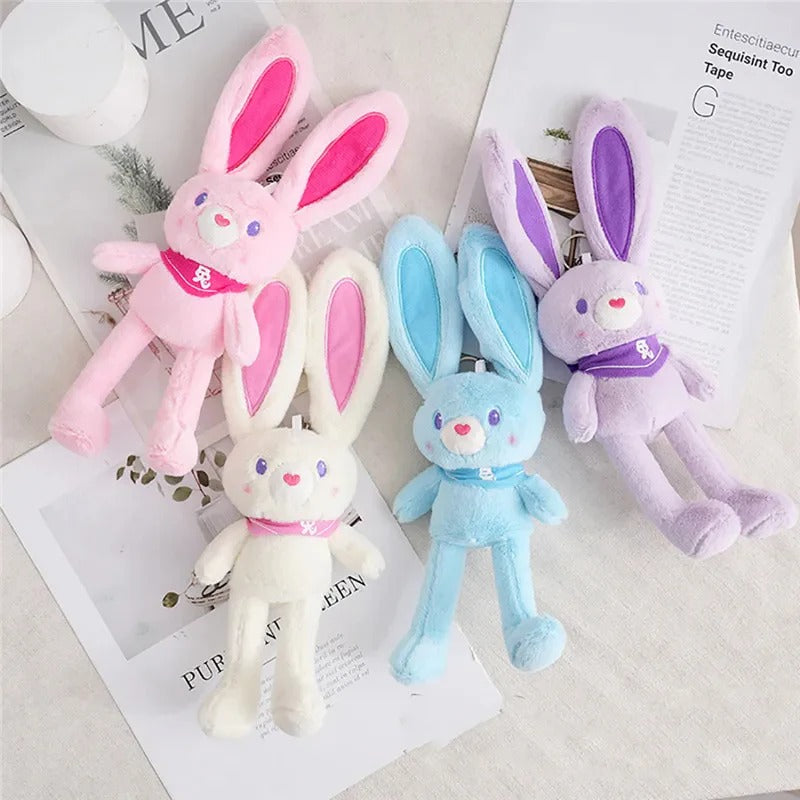 Pulling Ears Rabbit Plush Keychain – Cute Soft Bunny Stuffed Toy