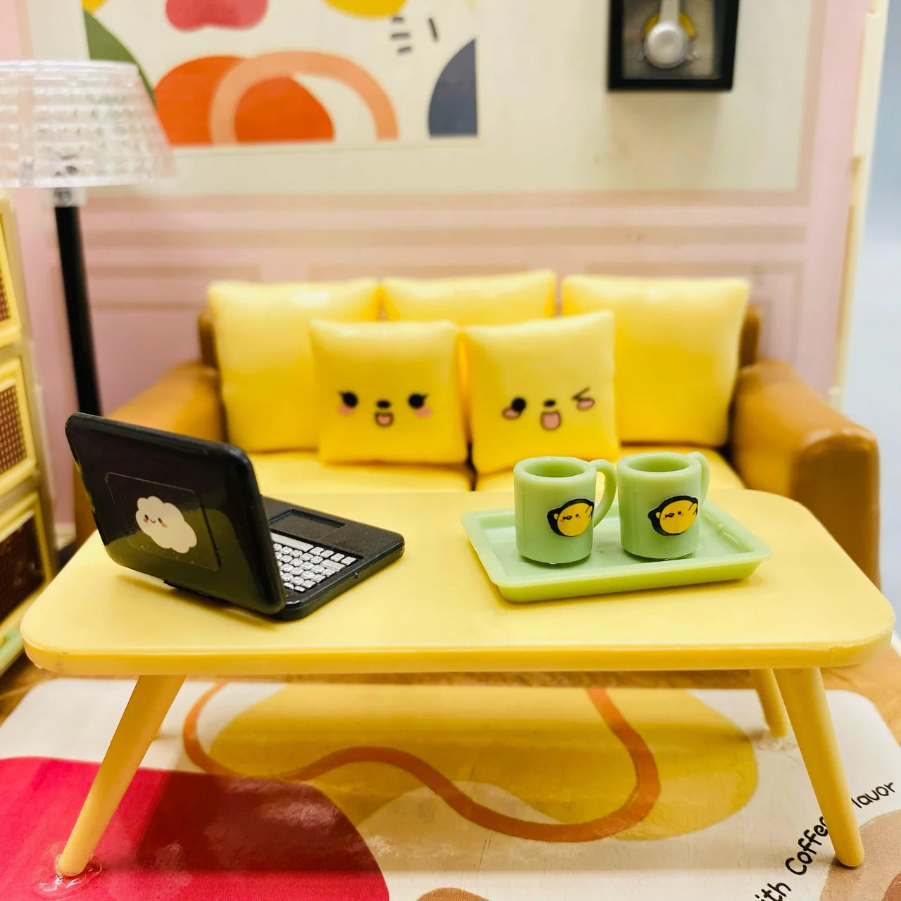 84 Pcs DIY Miniature Living Room Block Set with LED Lights