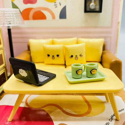 84 Pcs DIY Miniature Living Room Block Set with LED Lights