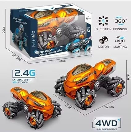 360° RC Stunt Motorcycle with Smoke, Lights & Sound