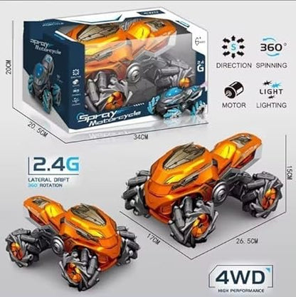 360° RC Stunt Motorcycle with Smoke, Lights & Sound