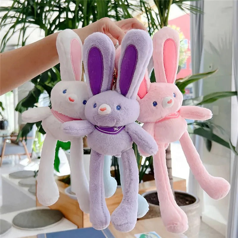 Pulling Ears Rabbit Plush Keychain – Cute Soft Bunny Stuffed Toy
