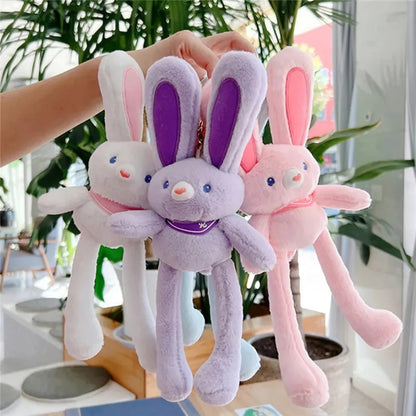 Pulling Ears Rabbit Plush Keychain – Cute Soft Bunny Stuffed Toy