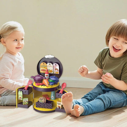 Kitchen Play House Handbag Playset – 30 Pieces Pretend Cooking Kit for Kids