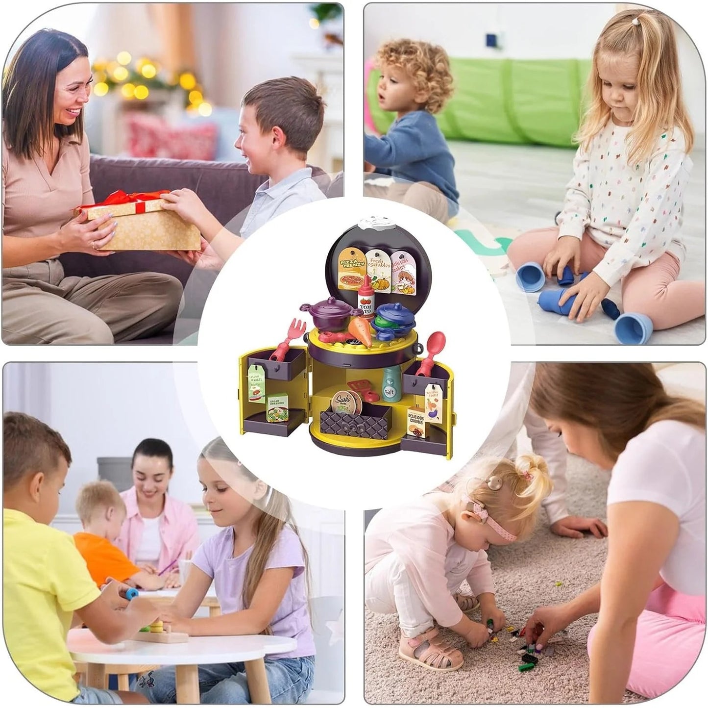 Kitchen Play House Handbag Playset – 30 Pieces Pretend Cooking Kit for Kids