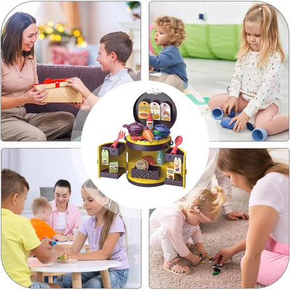 Kitchen Play House Handbag Playset – 30 Pieces Pretend Cooking Kit for Kids