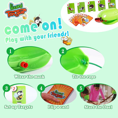 Lizard Mask Tongue Flick Card Game