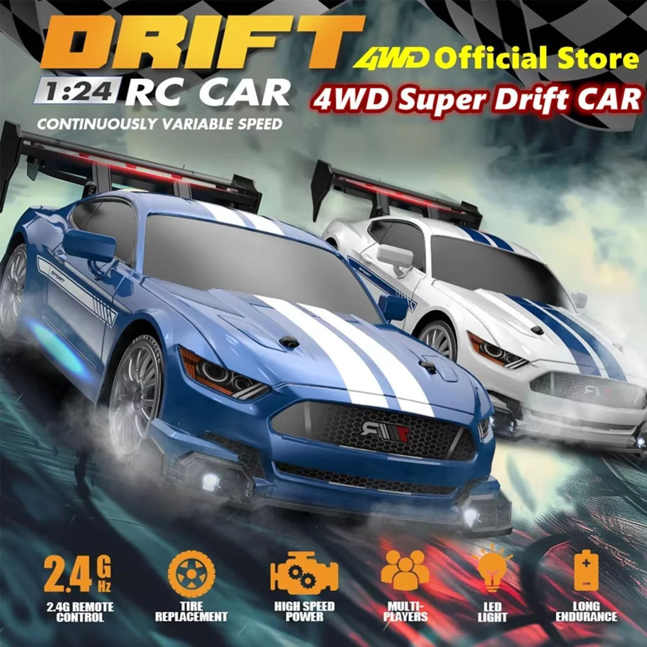 1:24 Scale 4WD RC Drift Car – High‑Speed Remote Control Car