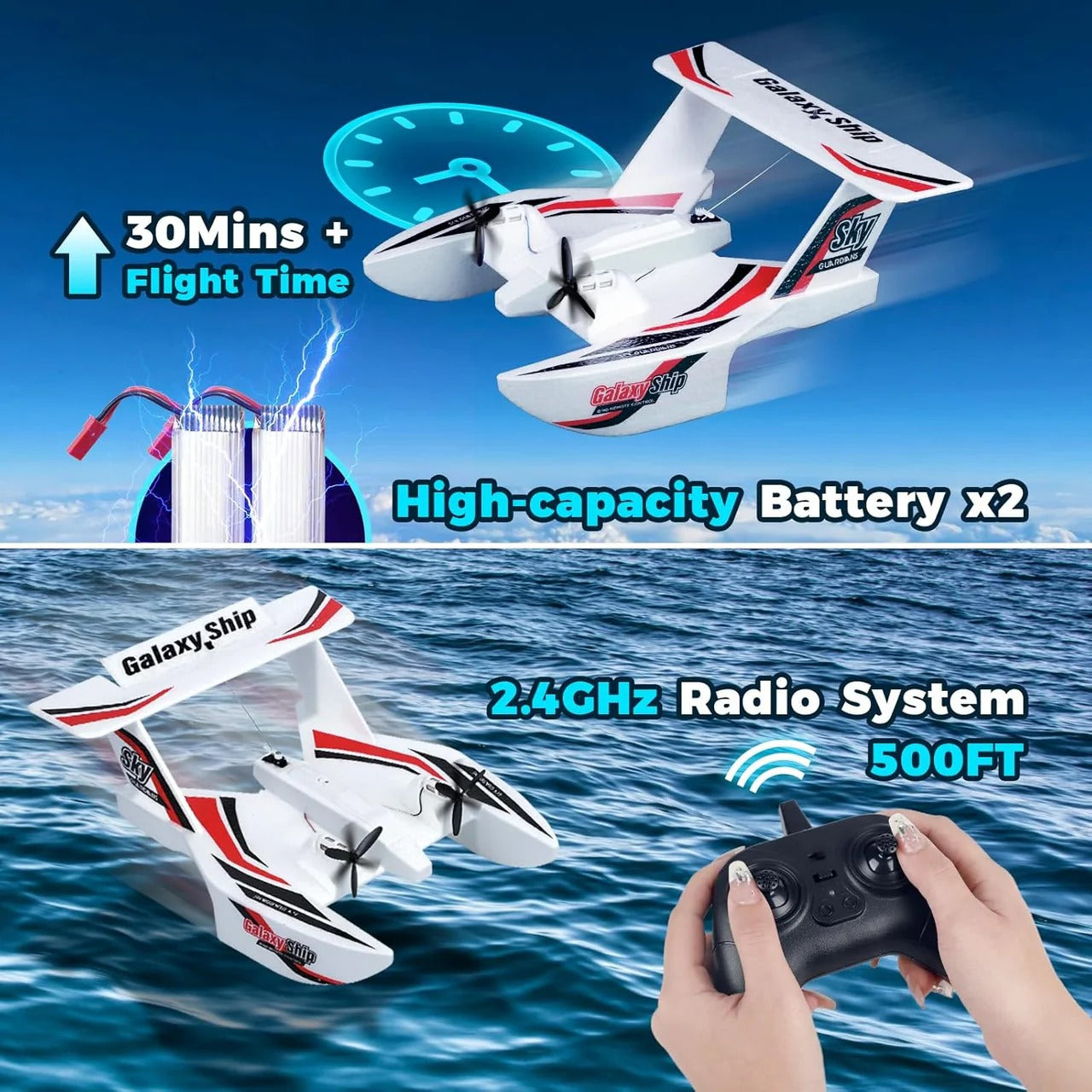RC Galaxy Ship 2-in-1 Glider – Remote Control Airplane & Seaplane with Water Landing