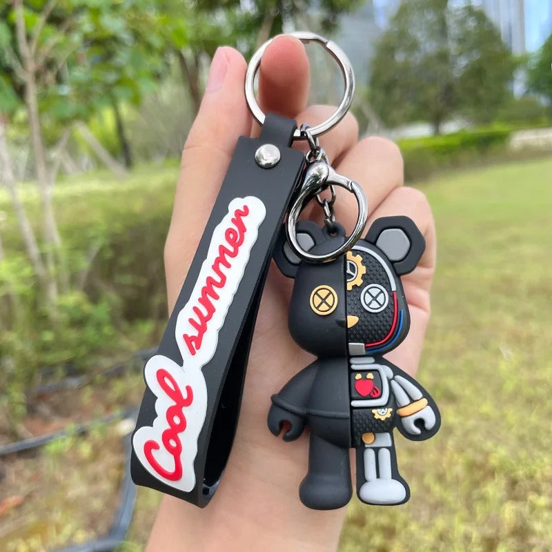 Half Robot Body Bear Keychain