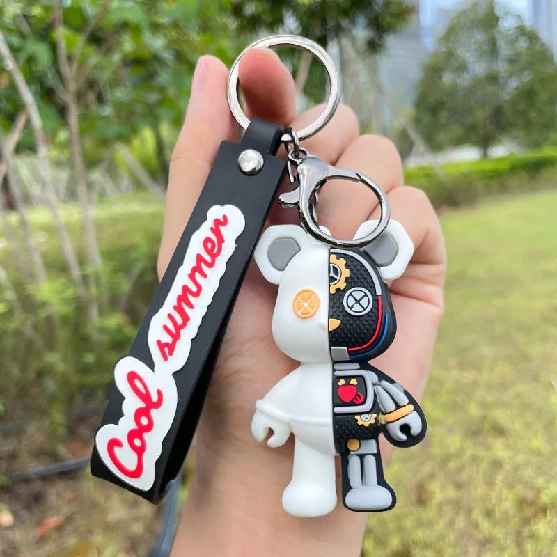 Half Robot Body Bear Keychain