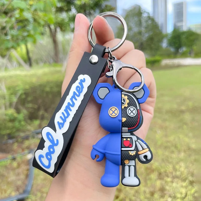 Half Robot Body Bear Keychain