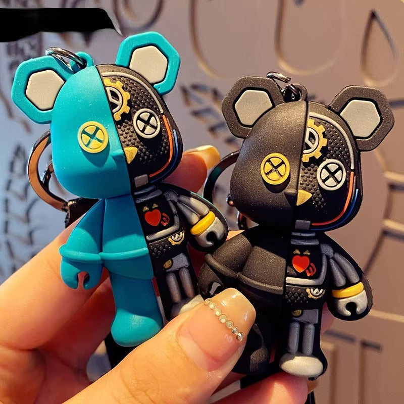 Half Robot Body Bear Keychain