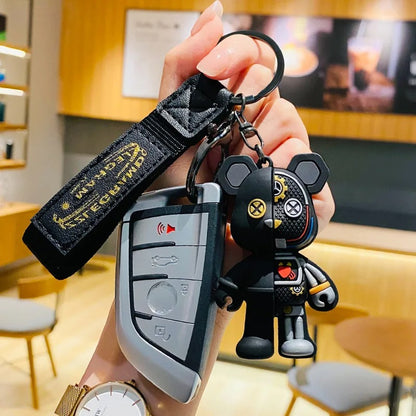 Half Robot Body Bear Keychain