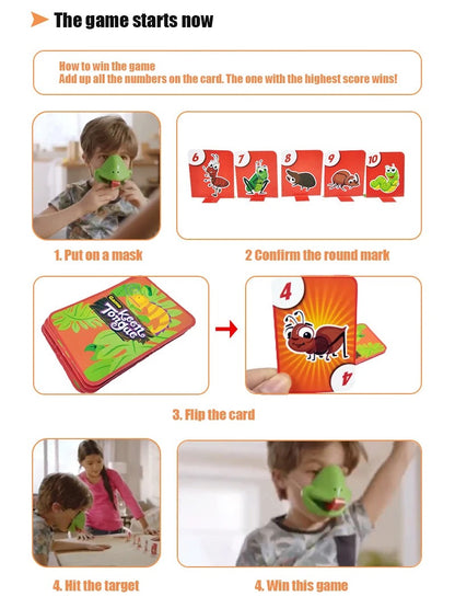 Lizard Mask Tongue Flick Card Game