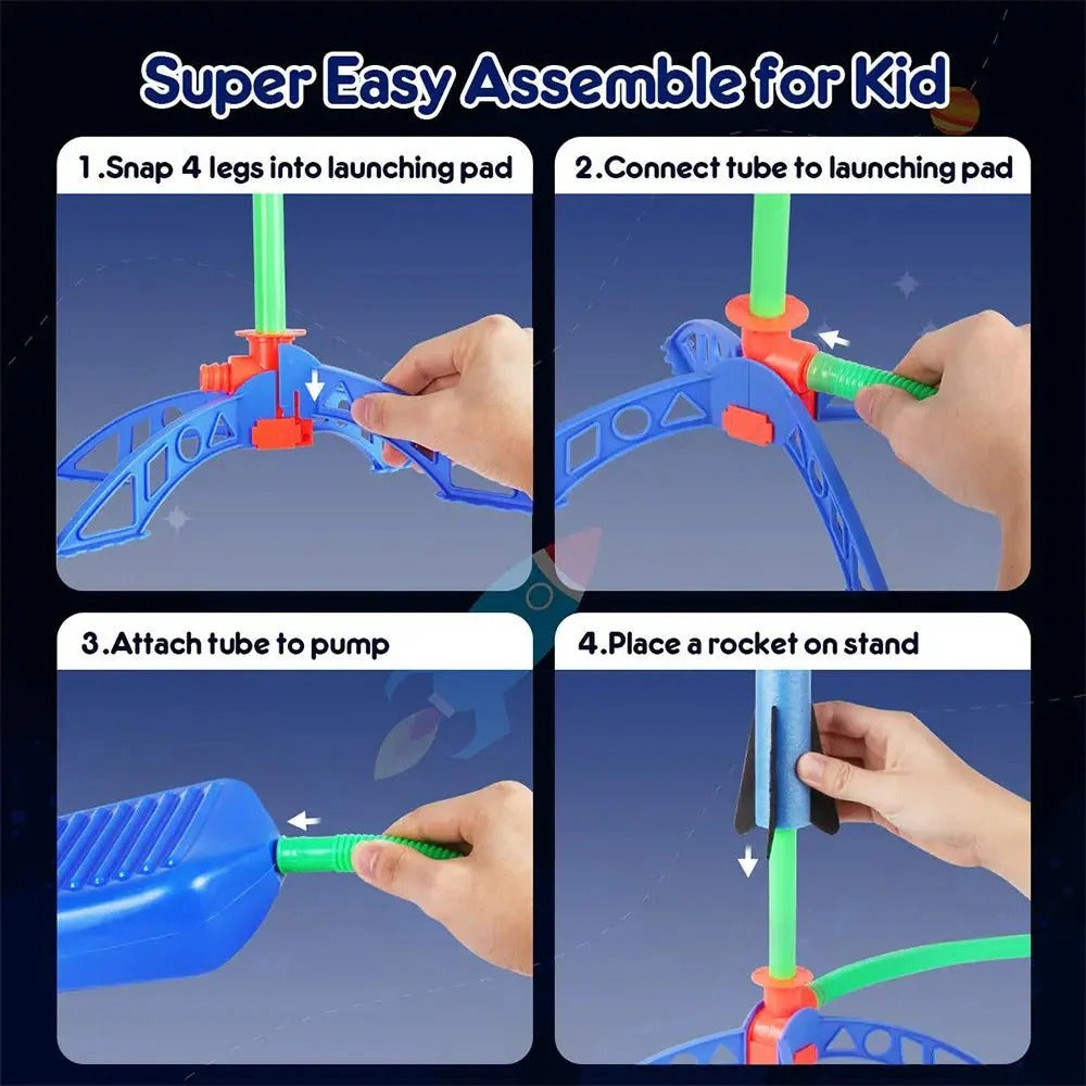 Stomp Rocket Launcher Toy – Air-Powered Foam Rocket Set for Kids Outdoor Fun