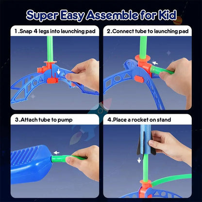 Stomp Rocket Launcher Toy – Air-Powered Foam Rocket Set for Kids Outdoor Fun
