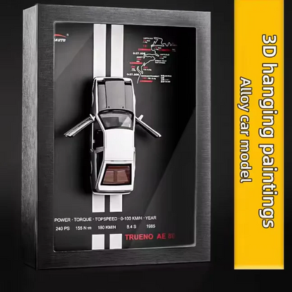 1:32 Trueno AE86 Die-Cast Model Car with 3D Wooden Frame