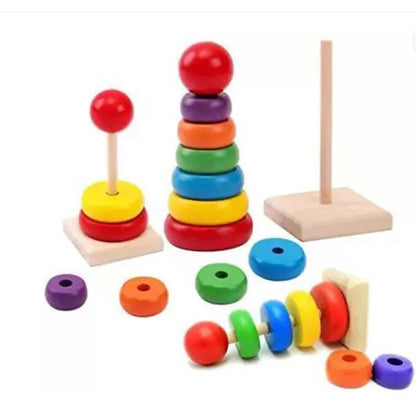 Wooden Rainbow Stacking Ring Tower