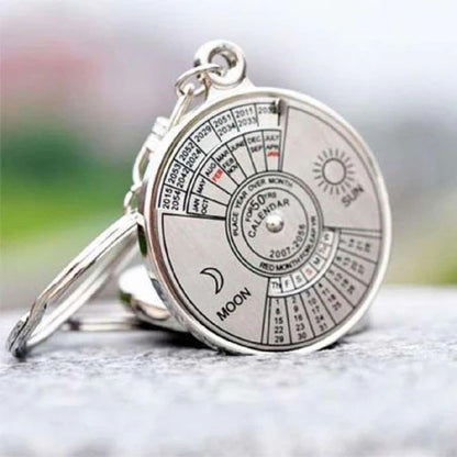 50 Years Perpetual Calendar Keychain (2pcs) – Metal Compass Key Ring