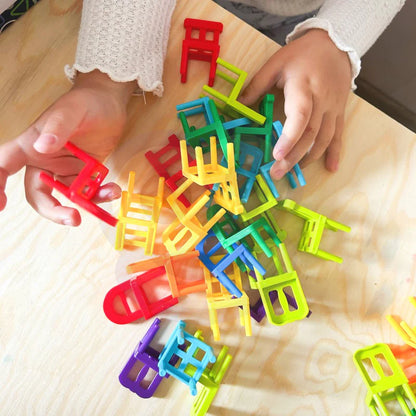 36 Pieces Acrobatic Colorful Stacking Chair Block Set