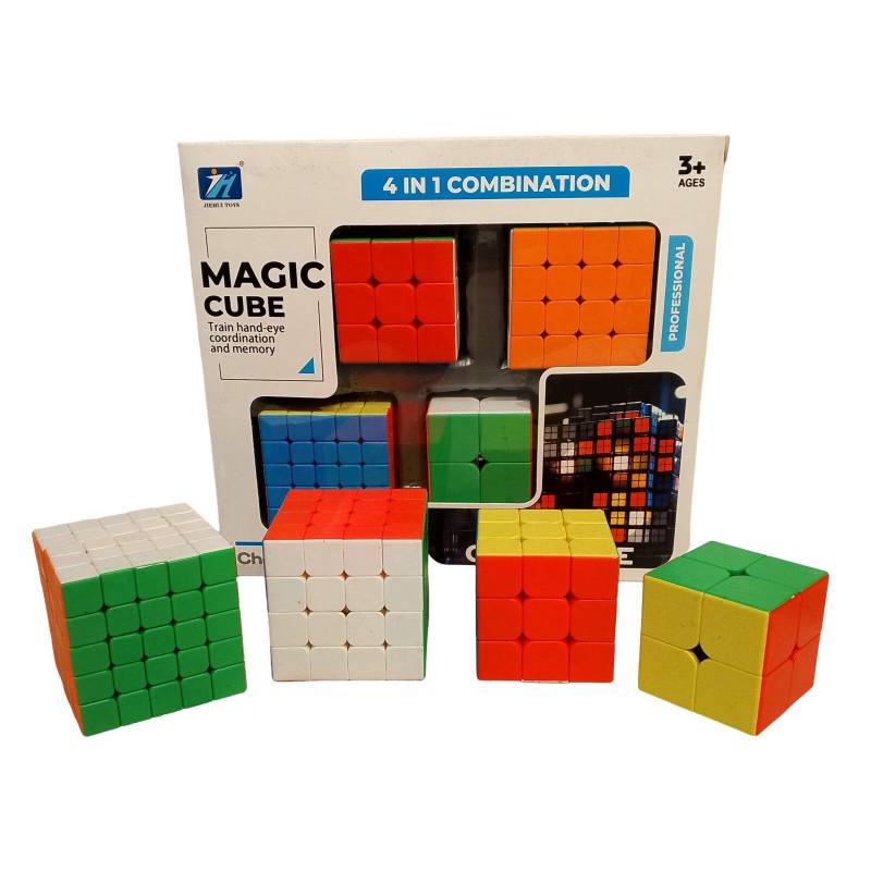 Magic Cube 4‑in‑1 Set – Speed Cube Puzzle Combo
